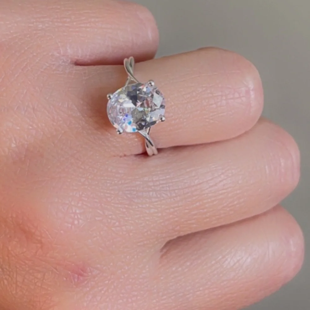 Sterling Silver Solitaire Oval Diamond Ring
